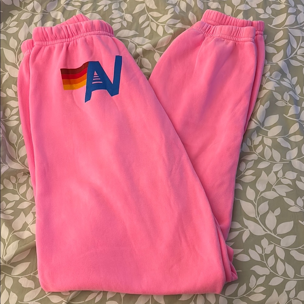Aviator Nation Logo Sweatpants Neon Pink